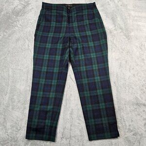 J Crew Pants Womens 4 P Green Blackwatch Plaid Wool Blend Martie Crop Trousers